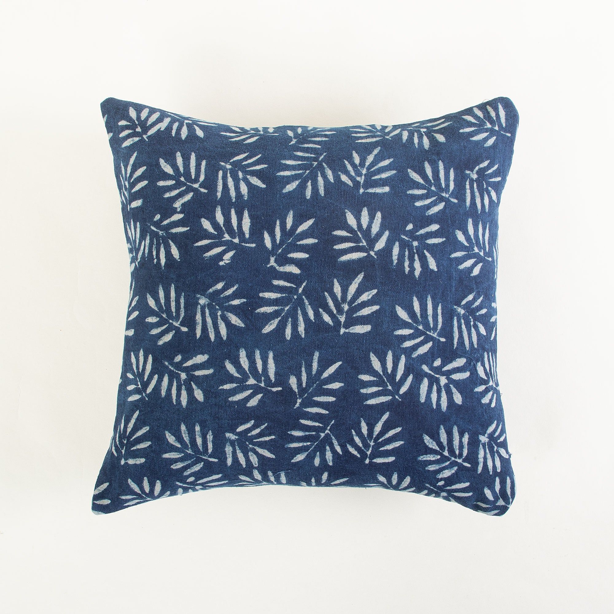 Luxury Hand Block Print Indigo Canvas Cushion Cover
